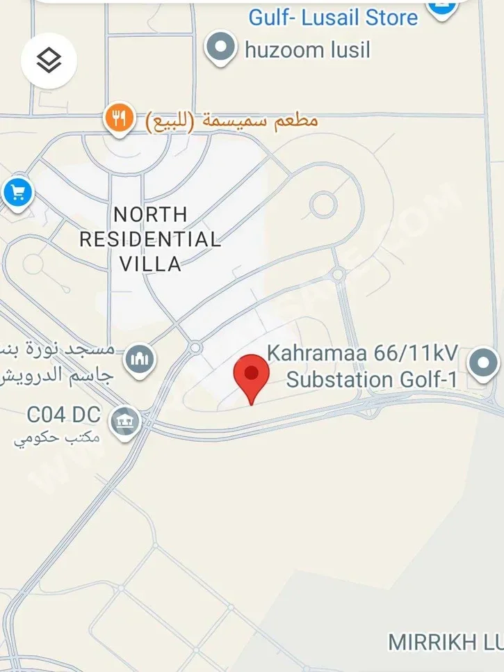 اراضي للبيع في لوسيل  – فيلا سكنية شمالية  -المساحة 97,735 متر مربع