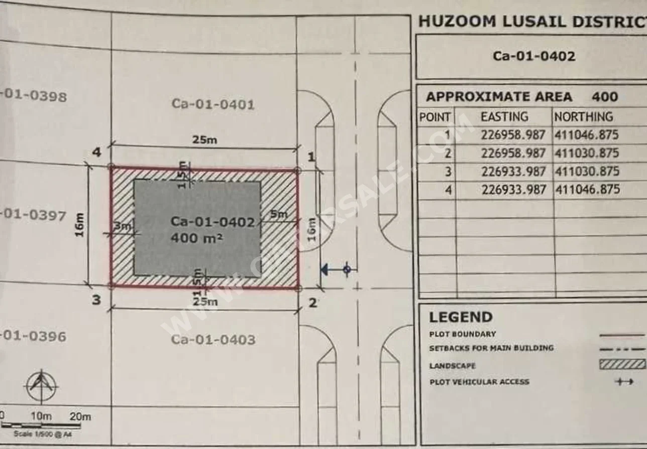 اراضي للبيع في لوسيل  – الواجهة البحرية السكنية  -المساحة 400 متر مربع
