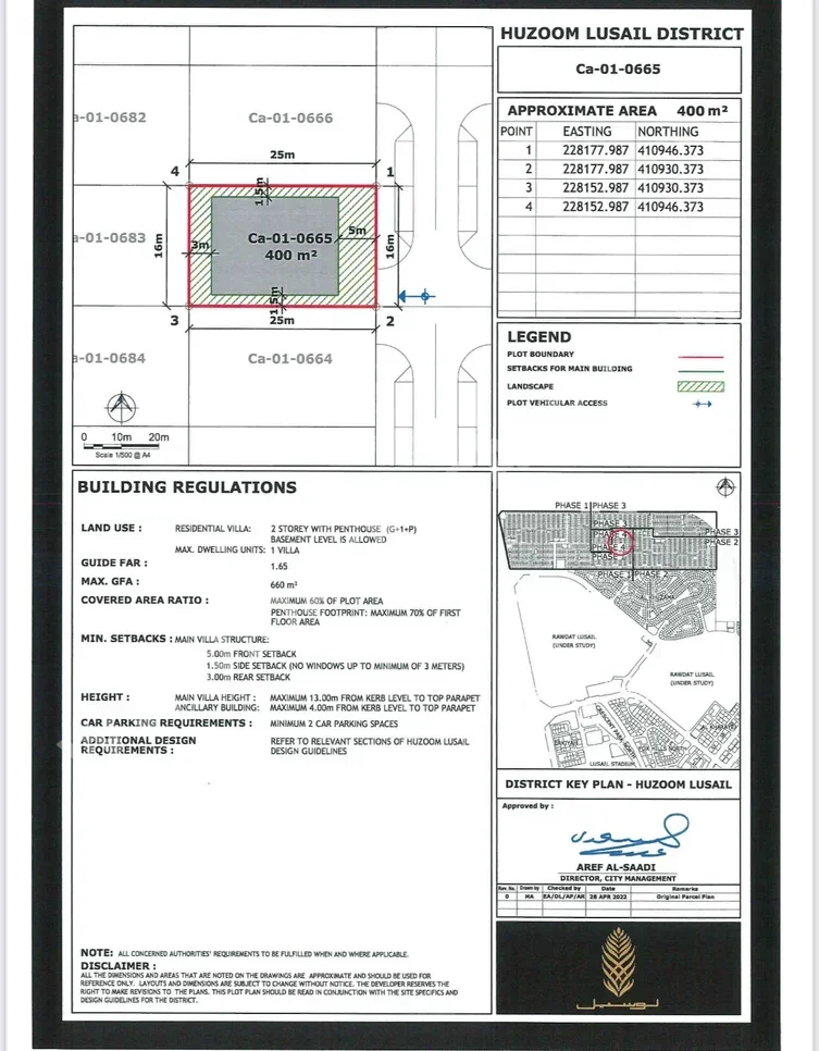 اراضي للبيع في لوسيل  -المساحة 400 متر مربع