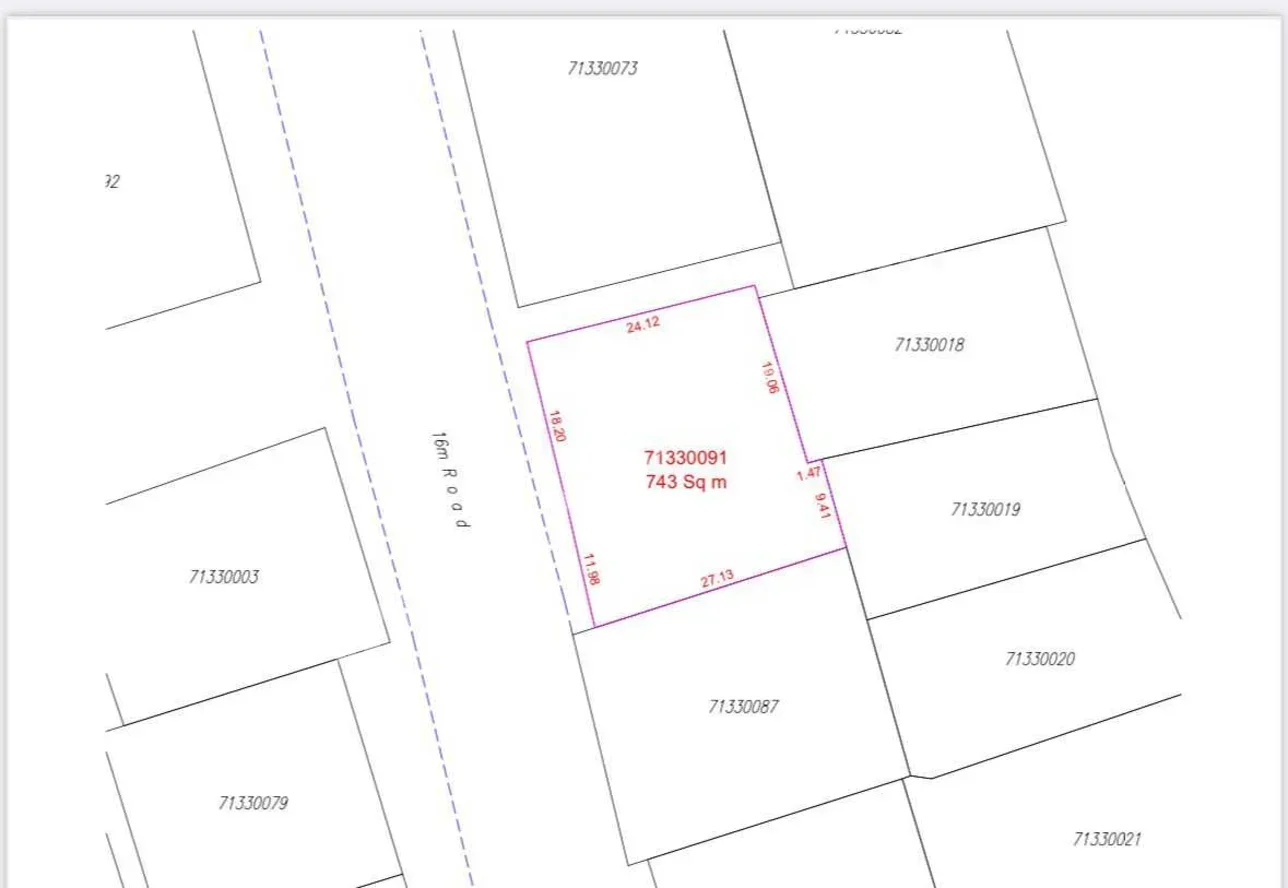 اراضي للبيع في أم صلال  – الخريطيات  -المساحة 743 متر مربع